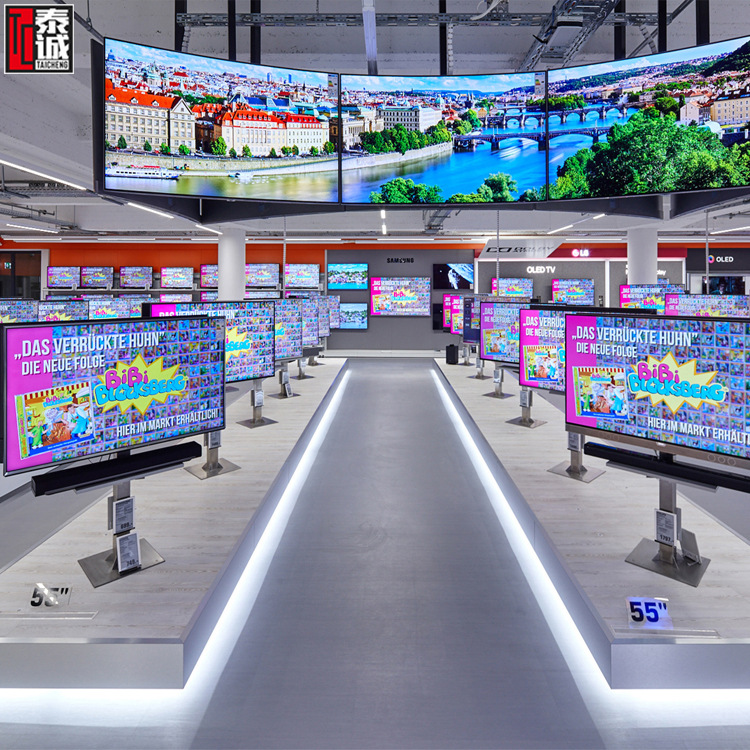 数码电器商城展示柜定制电视展柜发光展示地台电视展示架生产厂家