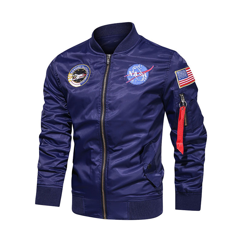 速卖通亚马逊春秋季薄款男士棒球领绣花空军飞行服外套大码夹克男
