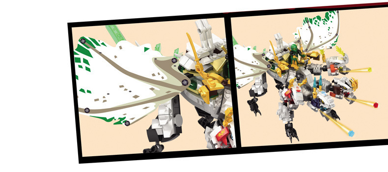 忍者四头巨龙系列神龙合体diy积木拼装益智幻影玩具男孩76023