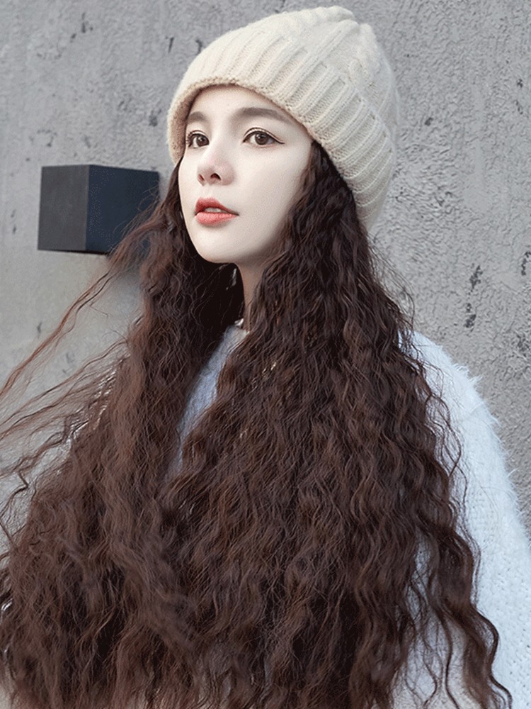 假发帽子可拆卸秋季帽子带假发一体潮流带帽时尚秋季戴假发的帽子