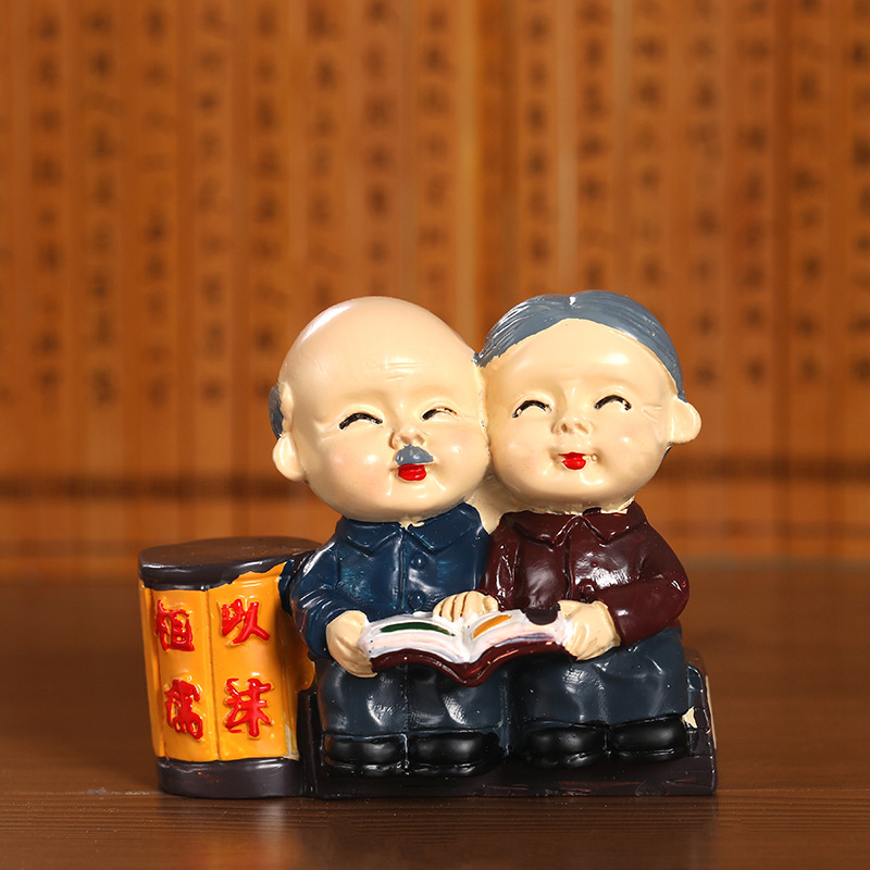 老头老太相守相伴宠爱一生 爷爷奶奶家居小摆件 烘培蛋糕生日礼物