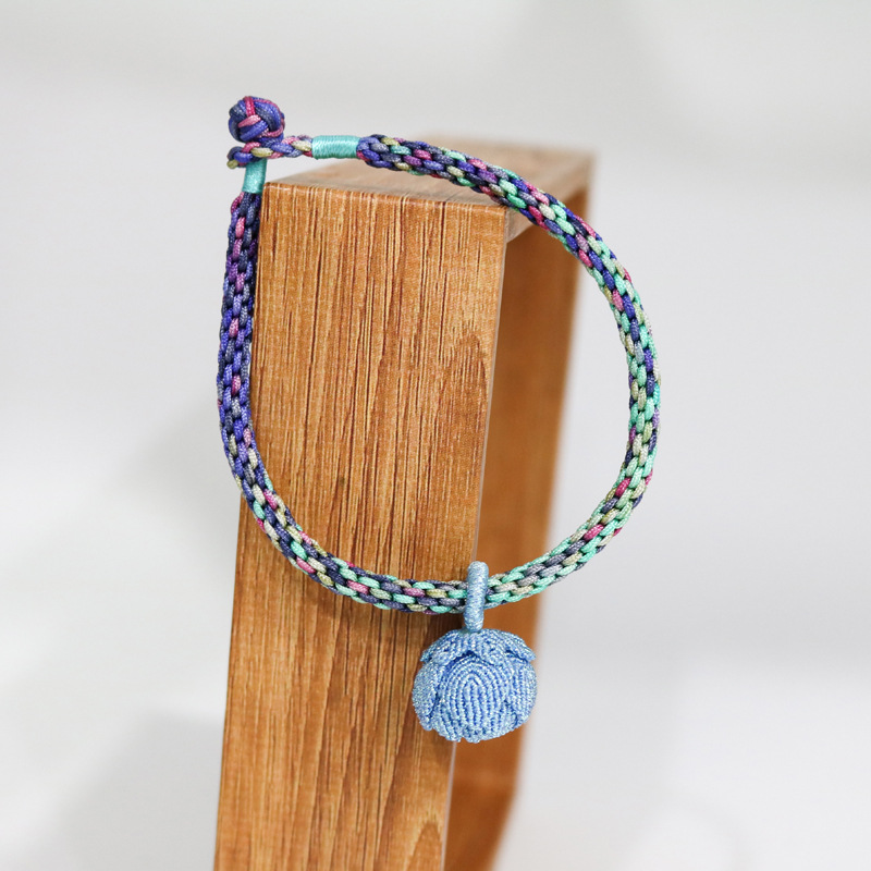 热销新品可不带小粽子花朵挂件diy手工编织手链五彩玉线手链红绳