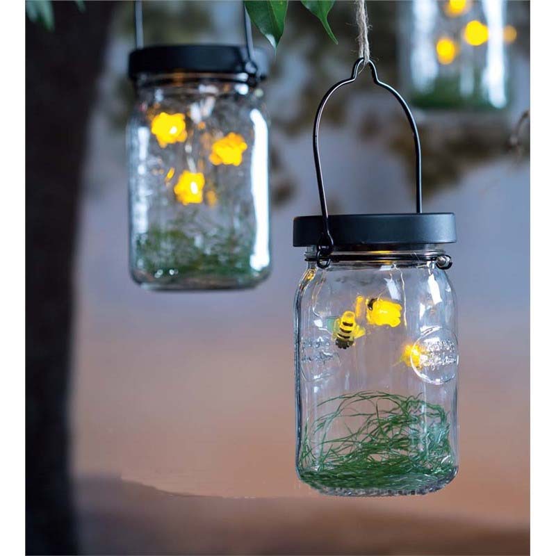 太阳能灯玻璃瓶萤火虫提灯蜜蜂led灯庭院花园室外装饰