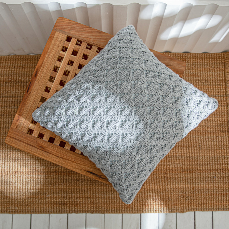 Nordic Ins Knitted Pillow Cover Rhombic Hole Solid Color Acrylic Home Soft Wear Sofa Cushion Cover Rolls