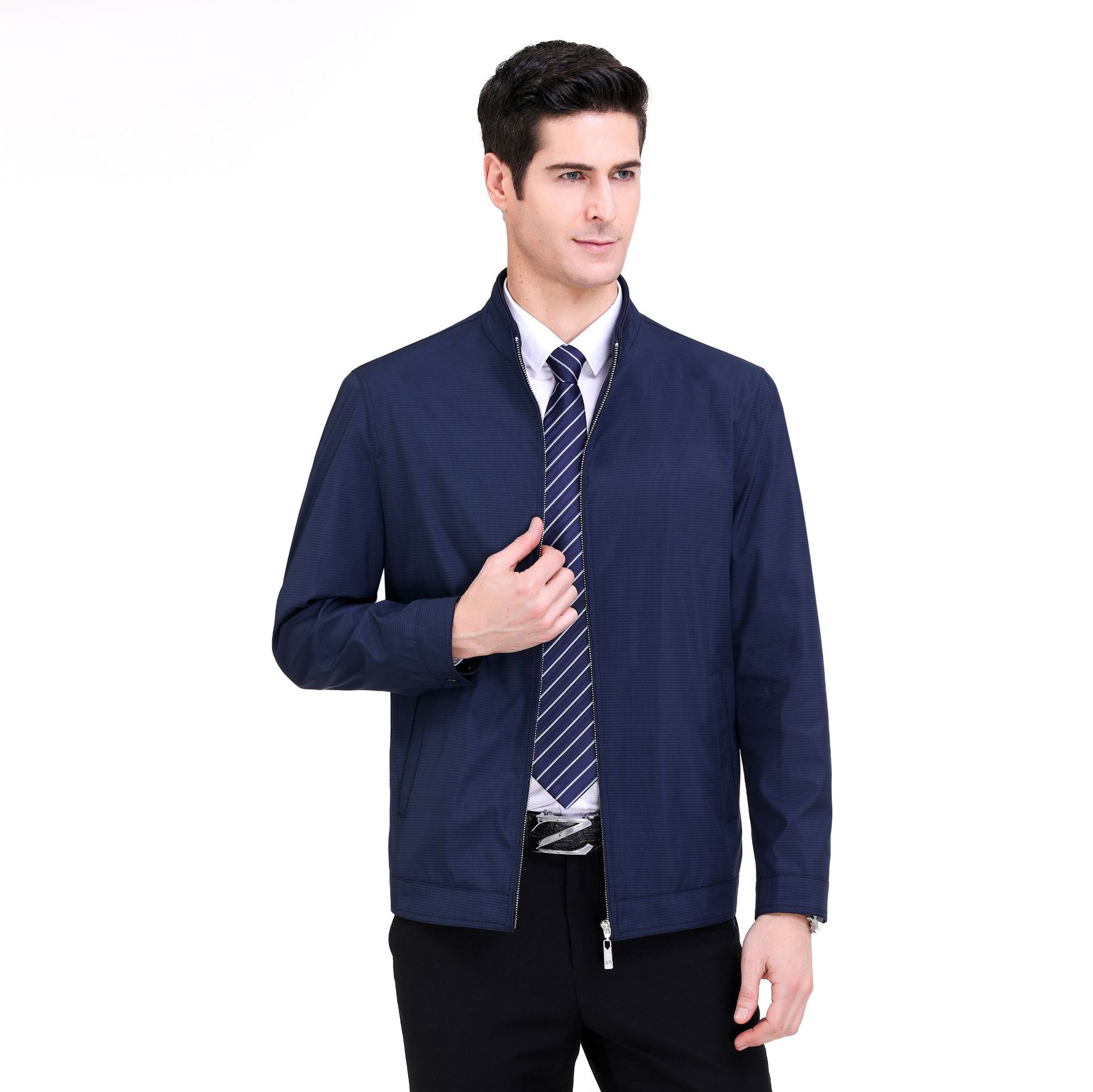 2021春装新品立领男士夹克男中年商务夹克衫外套男装薄款上衣批发