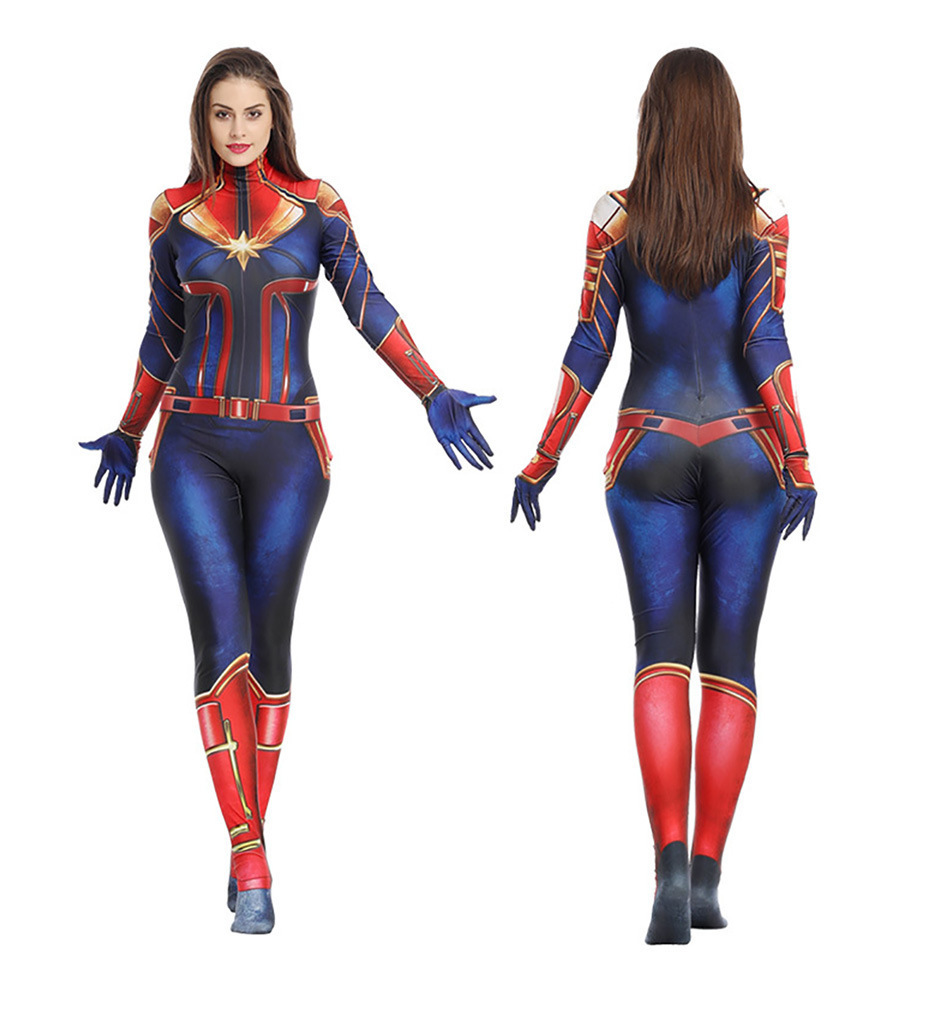 漫威英雄复仇者联盟4服惊奇队长女英雄连体衣cosplay紧身衣动漫装