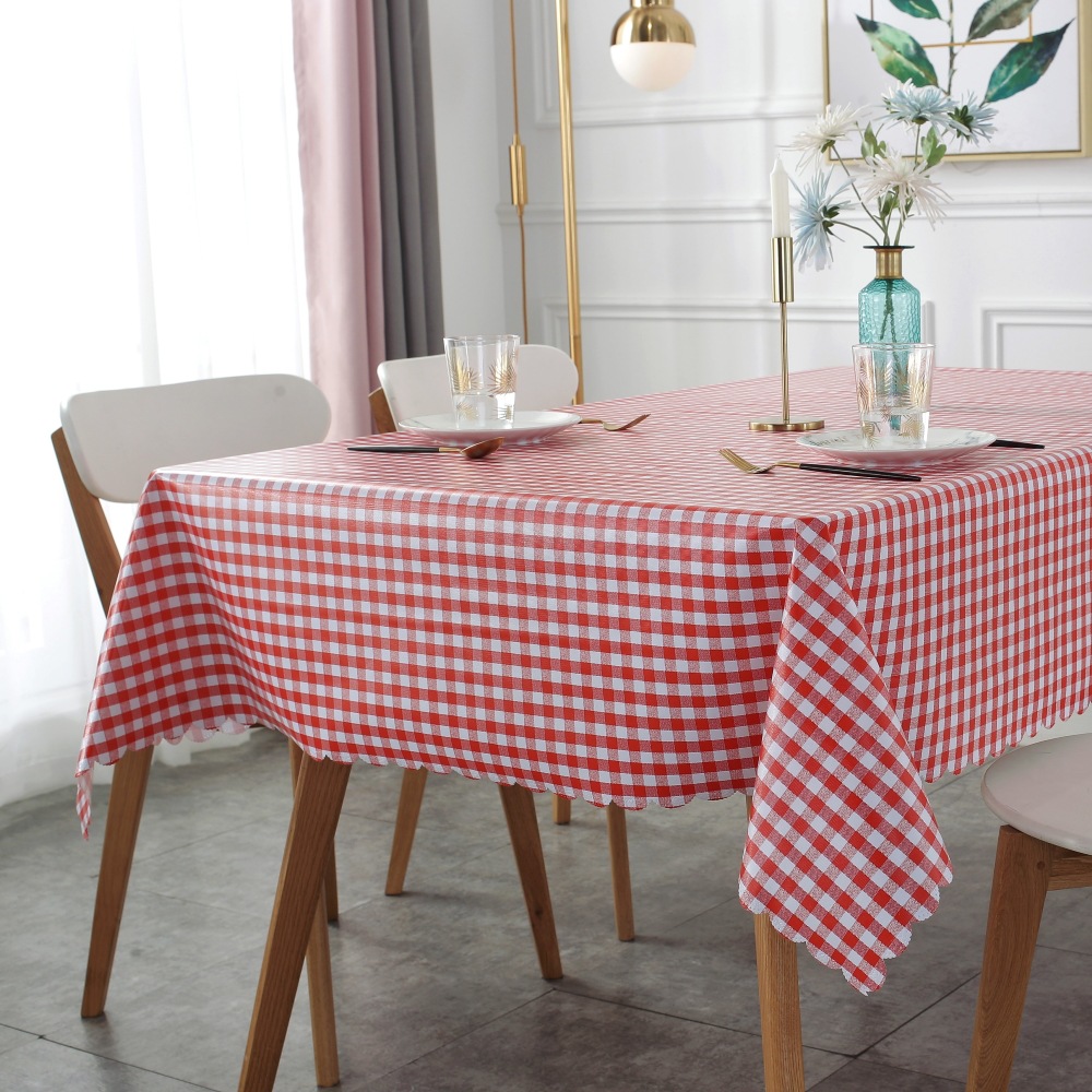 现货pvc小格子细格子桌布防水防油防烫免洗ins北欧餐桌布跨境爆款