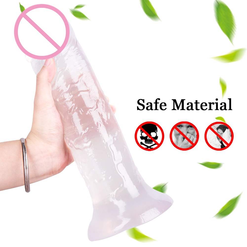 透明水晶超大粗长棒棒无蛋蛋仿真假阳具后庭肛塞女用自慰器性用品