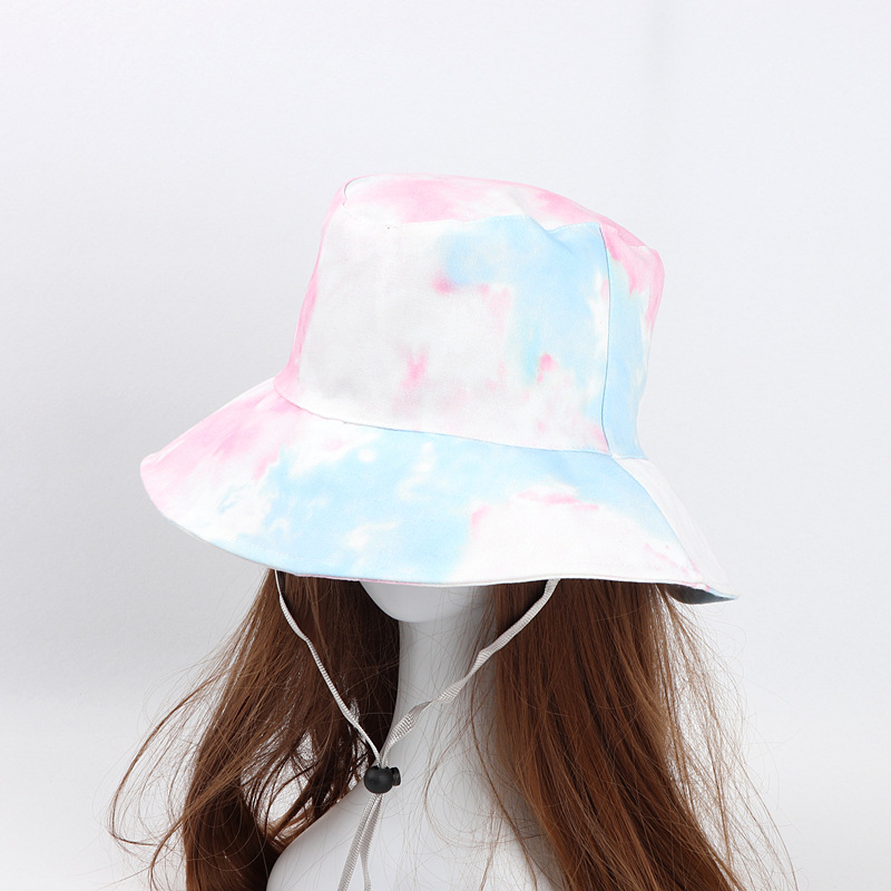 Korean Style Fashion Painted Bucket Hat Men's and Women's Spring and Summer Tie-Dyed Colorful Ethnic Style Sun-Proof Basin Hat Outdoor Sun Hat