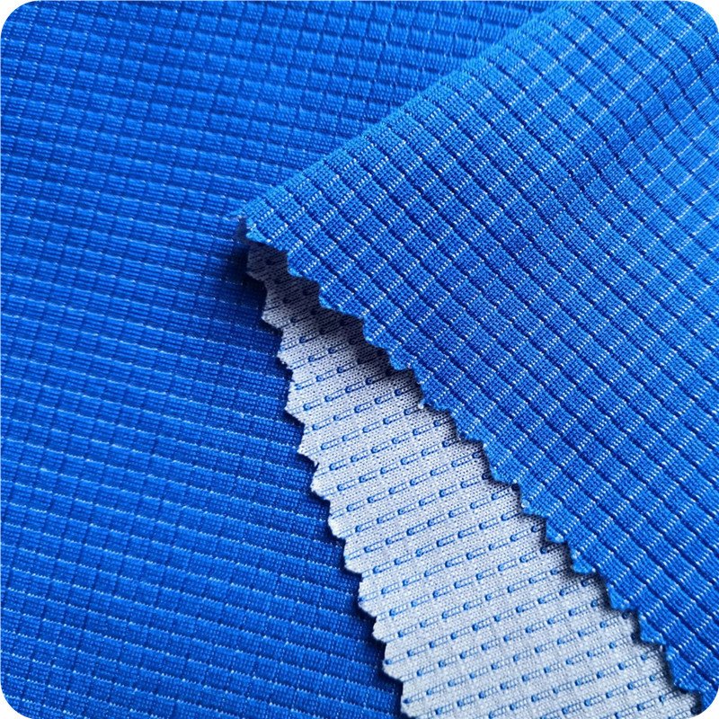 抗勾丝薄款单向导湿功能性户外运动极限运动面料丙纶针织方格布