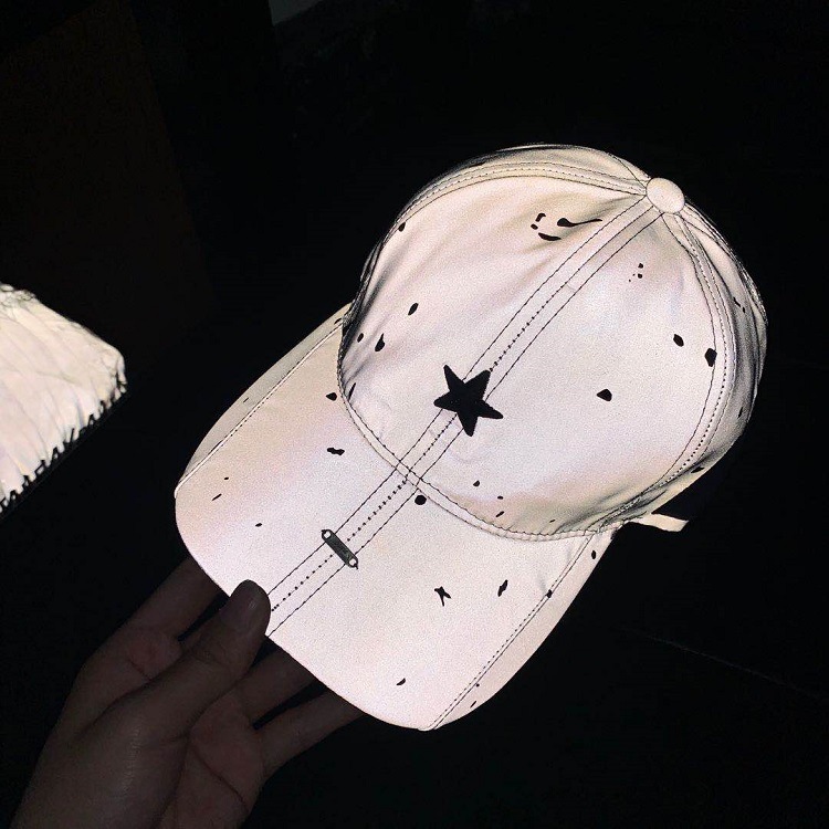 反光帽子女鸭舌帽夜光炫酷荧光鸭舌帽ins潮牌蹦迪男棒球帽女韩版