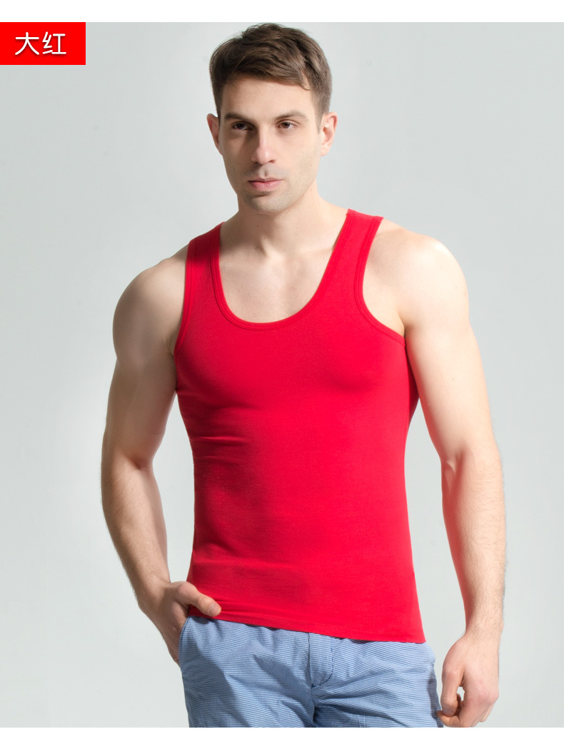 林莺鸟白色紧身跨栏背心男修身型弹力运动纯棉男吊带背心青年夏季