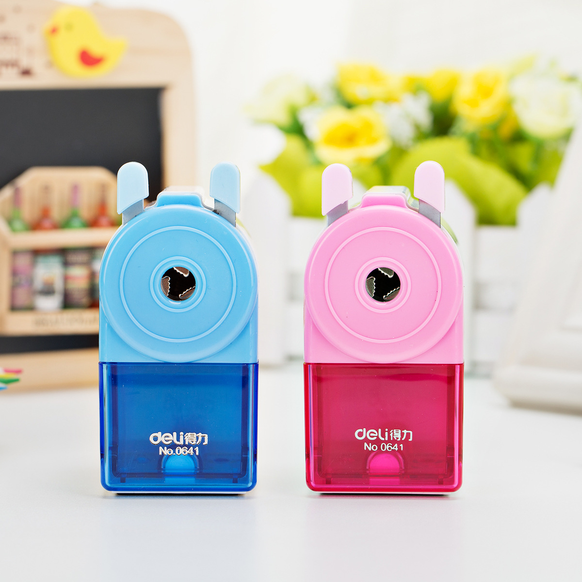 得力卷笔刀批发0641手摇削笔器学生卡通手摇卷笔刀铅笔转笔刀