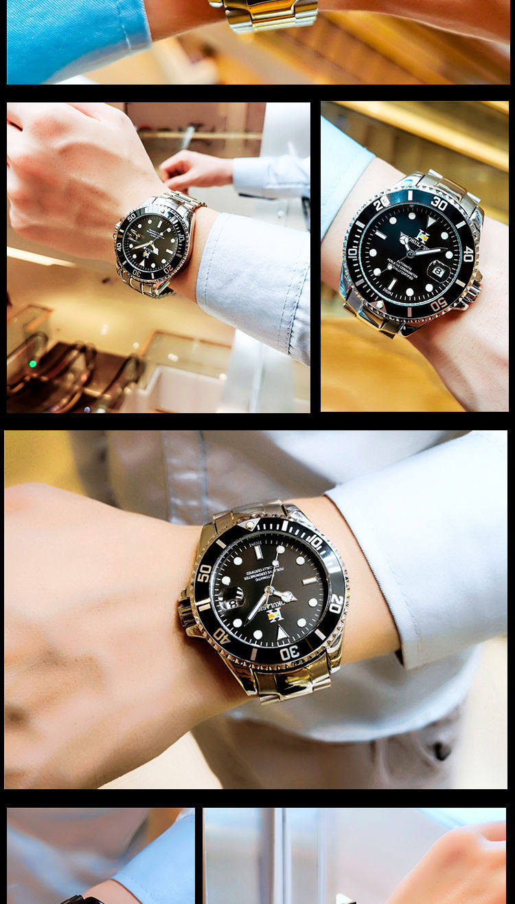 奥古拉斯瑞士绿水鬼手表男士全自动机械表夜光防水潜水表一件代发