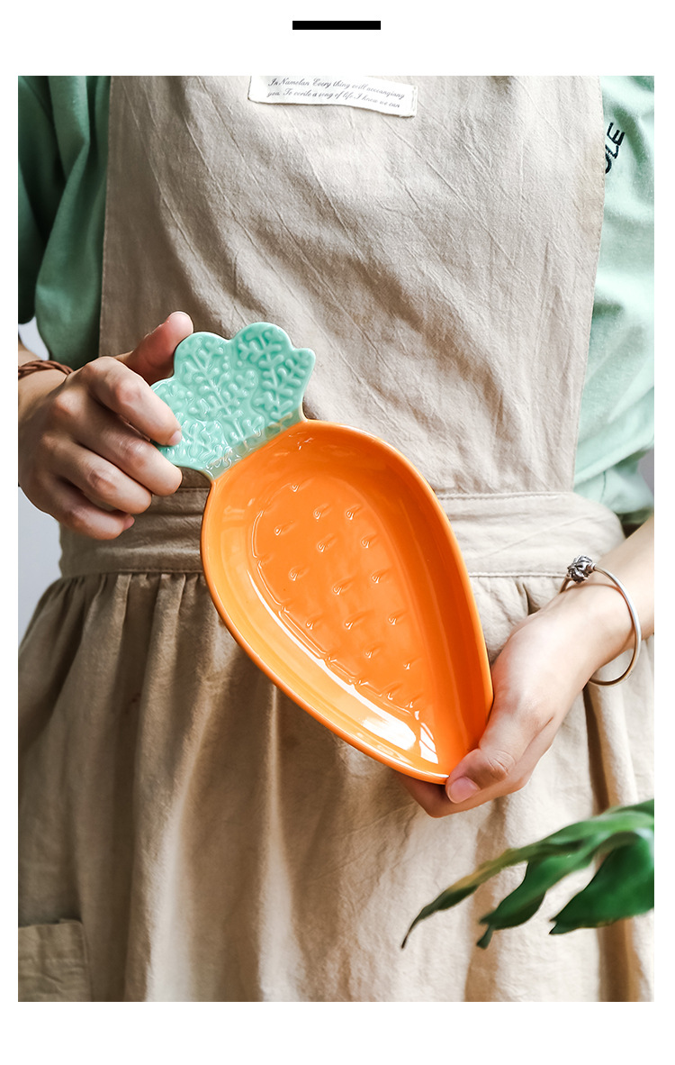 创意可爱胡萝卜造型碗盘碟儿童陶瓷餐具家用卡通萝卜碗红萝卜盘子