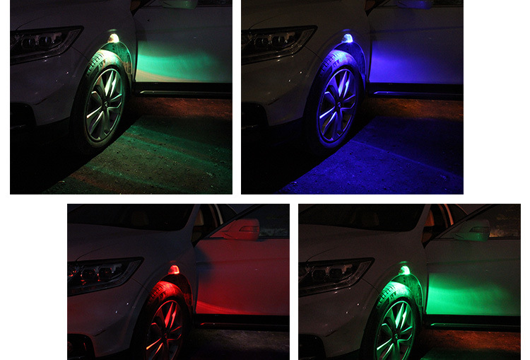 车闪l05b汽车led轮眉灯太阳能轮毂灯改装警示灯遥控套装车身