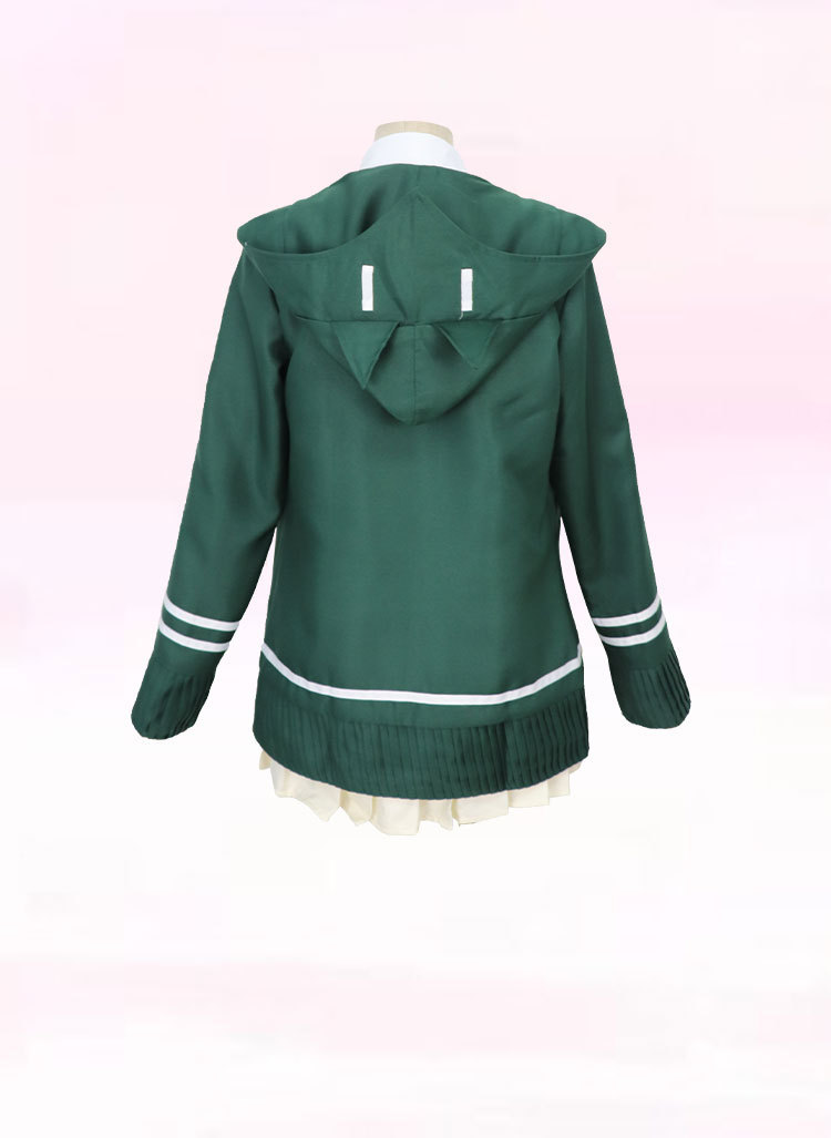 弹丸论破2七海千秋cos服 墨绿连帽装cosplay服装 jk制服