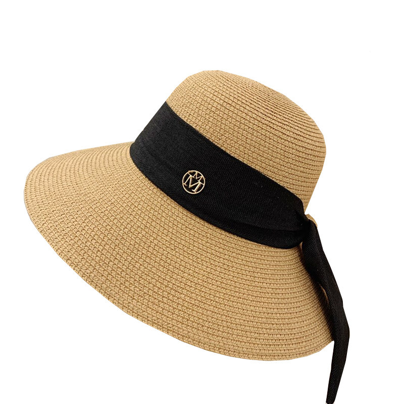 Bow Straw Hat French Elegant Sun Hat Summer Outdoor Sun Hat for Women with Small Face All-Match Floppy Hat