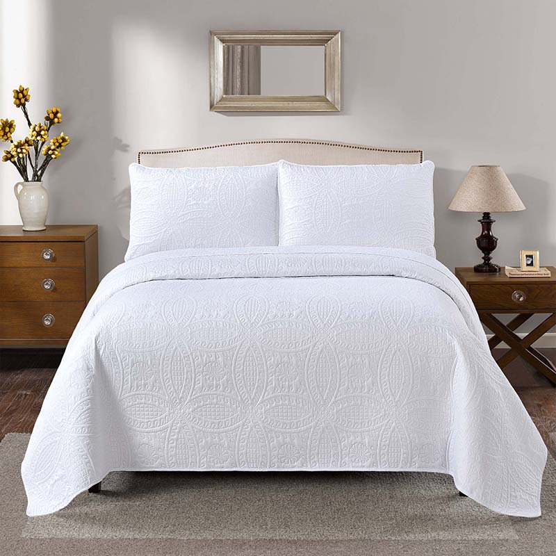 Ultrasonic Bedding Three-Piece Set Solid Color Quiltedtextiles Embossed Gift Quilt Bedspread Summer Brushed Airable Cover