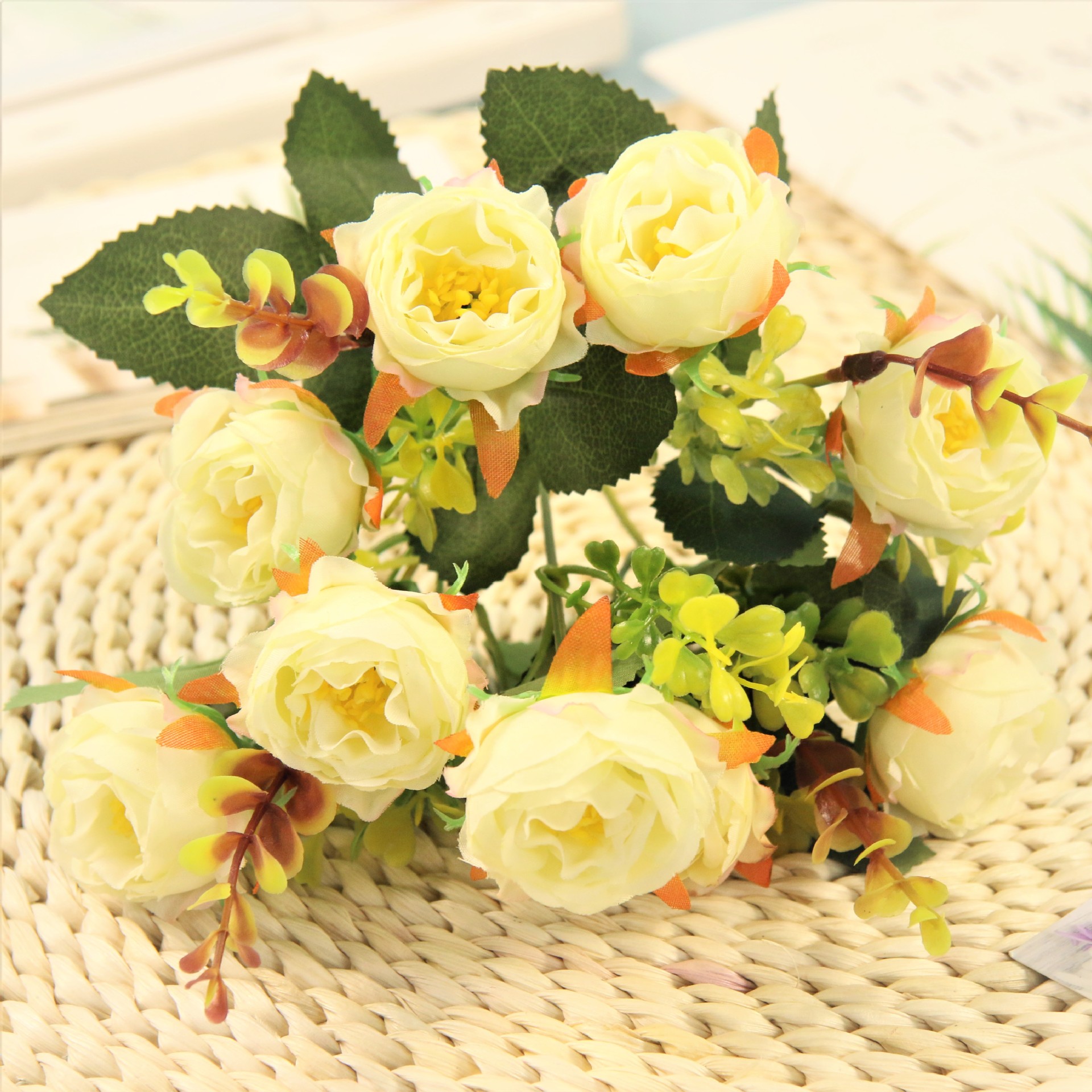 欧式仿真花包芯玫 婚庆家居装饰假花厂家现货批发家居摆设简约