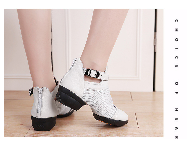 8011康华舞蹈鞋黑色网面女式软底增高搭扣水兵舞广场舞鞋夏季网布