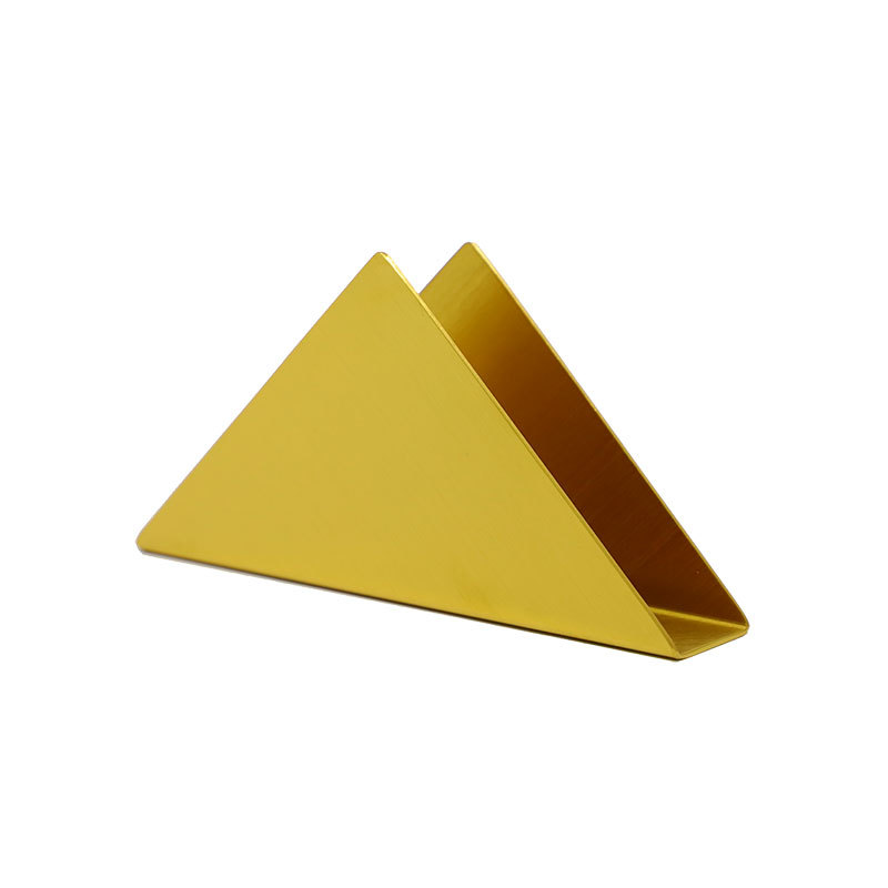 Nordic Gold Stainless Steel Triangle Vertical Tissue Holder Restaurant Hotel Metal Tissue Holder Paperboard Tissue Holder