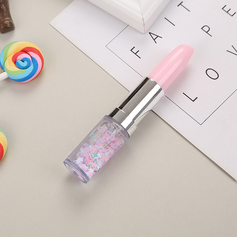 Creative Girlish Heart Lipstick Modeling Gel Pen Internet Celebrity Oil Quicksand Pen Cute Stationery Office Water-Based Sign Pen