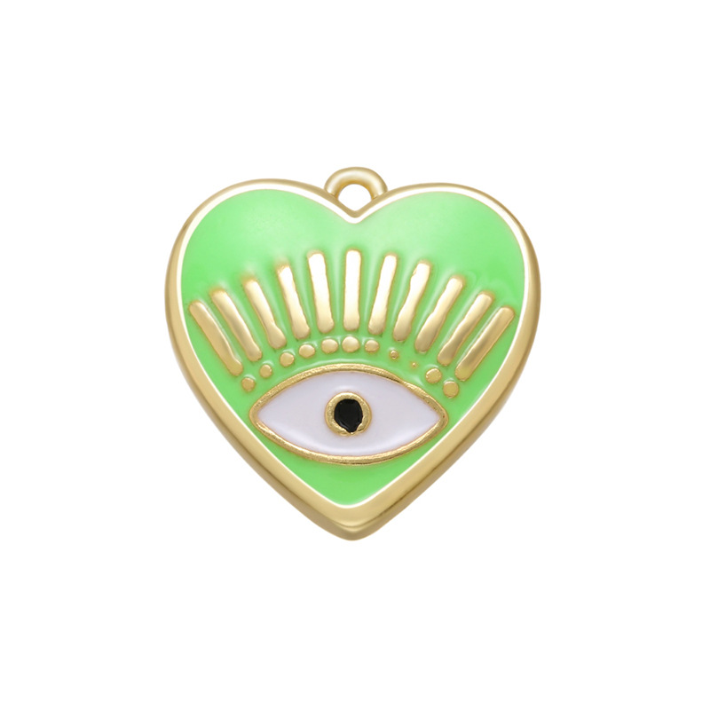 新款彩色爱心眼睛滴油吊坠 桃心形金色眼睛坠子diy饰品配件vd727