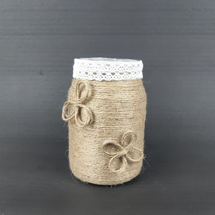 麻绳编织工艺玻璃花瓶 简约插花装饰品工厂直销 量大从优