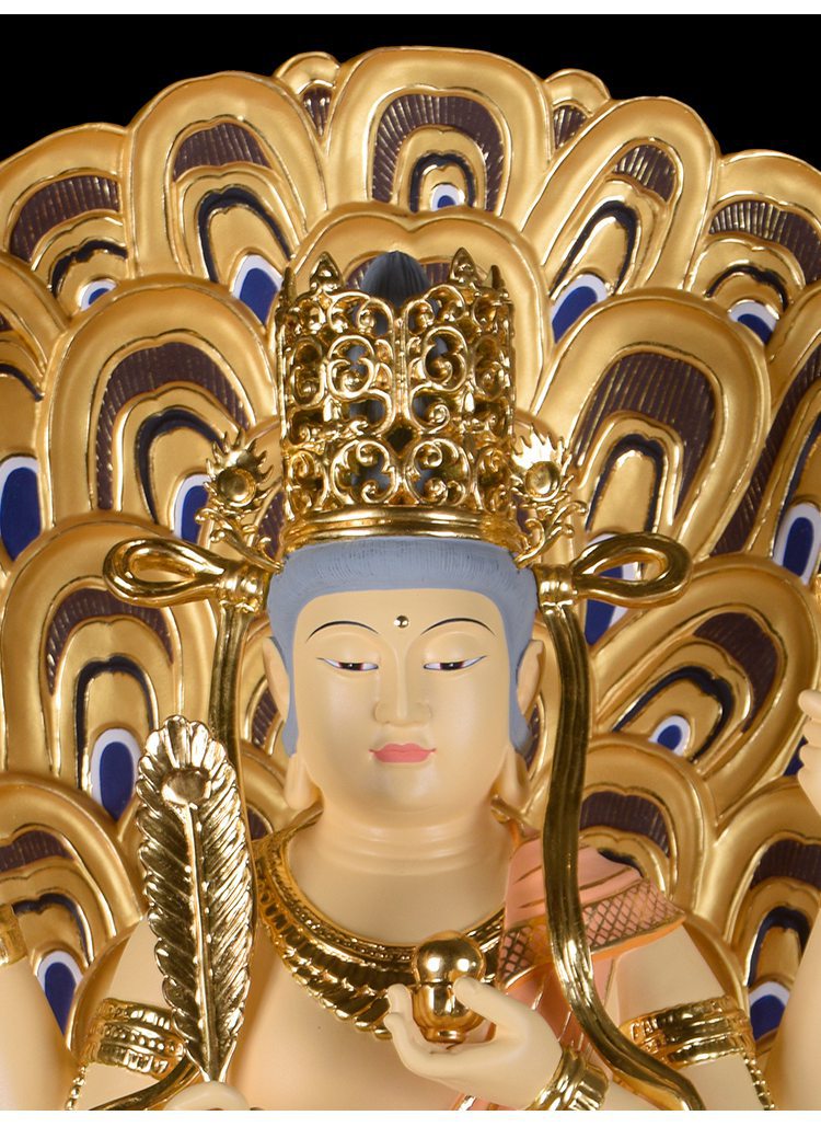 迎善永安孔雀明王木雕佛像密宗佛像日本佛像佛堂寺庙家居供奉摆件