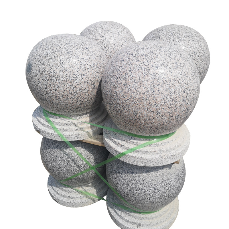 花岗岩石材圆球 户外工程用异形石球 五莲花挡车球石墩定制批发