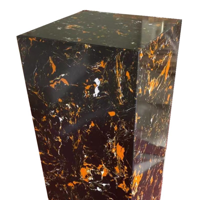 底座客厅大理石酒店大堂玄关落地摆件黑金花银白龙雕塑展示台底座