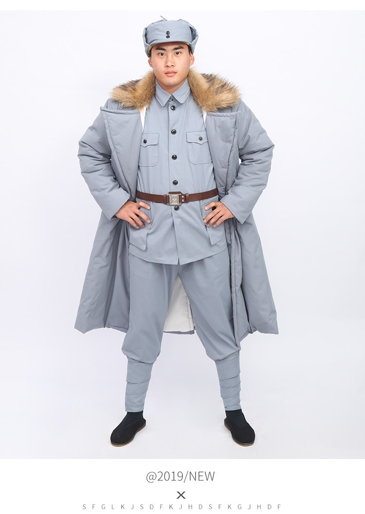 新款加厚棉军装大衣影视服装棉服套装红军成人八路军演出服表演服