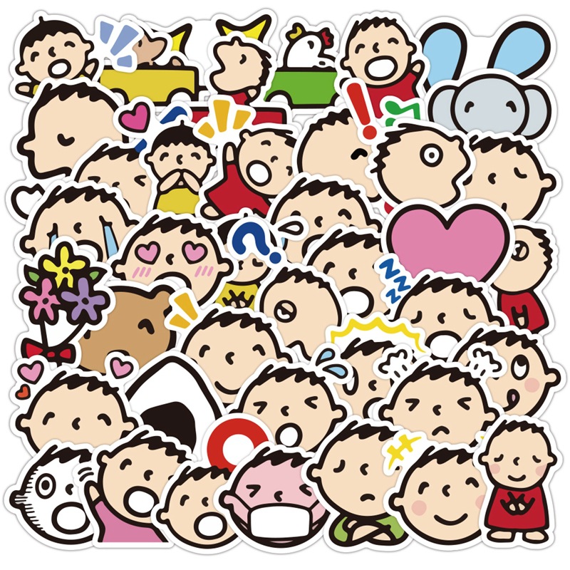 40张卡通大口仔贴纸 小孩子个表情装饰pvc墙贴纸墙纸学生宿舍汽车