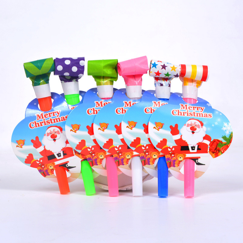 Factory Wholesale Foreign Trade Blowouts Rolls Toy Whistle 11cm Children Cartoon Christmas Blowouts Whistle Horn
