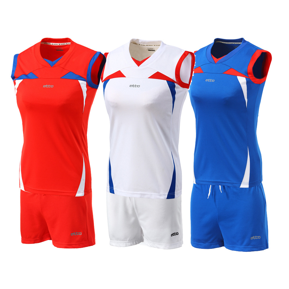 批发etto英途锐排球服套装女无袖排球队服吸湿速干排球比赛训练服