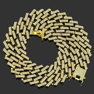 新款欧美嘻哈铜镶锆石一排单排男士项链网球链锁骨链tennis chain