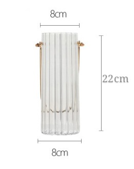 Nordic Simple Metal Portable Vertical Grain Glass Small Vase Light Luxury Texture Home Decoration
