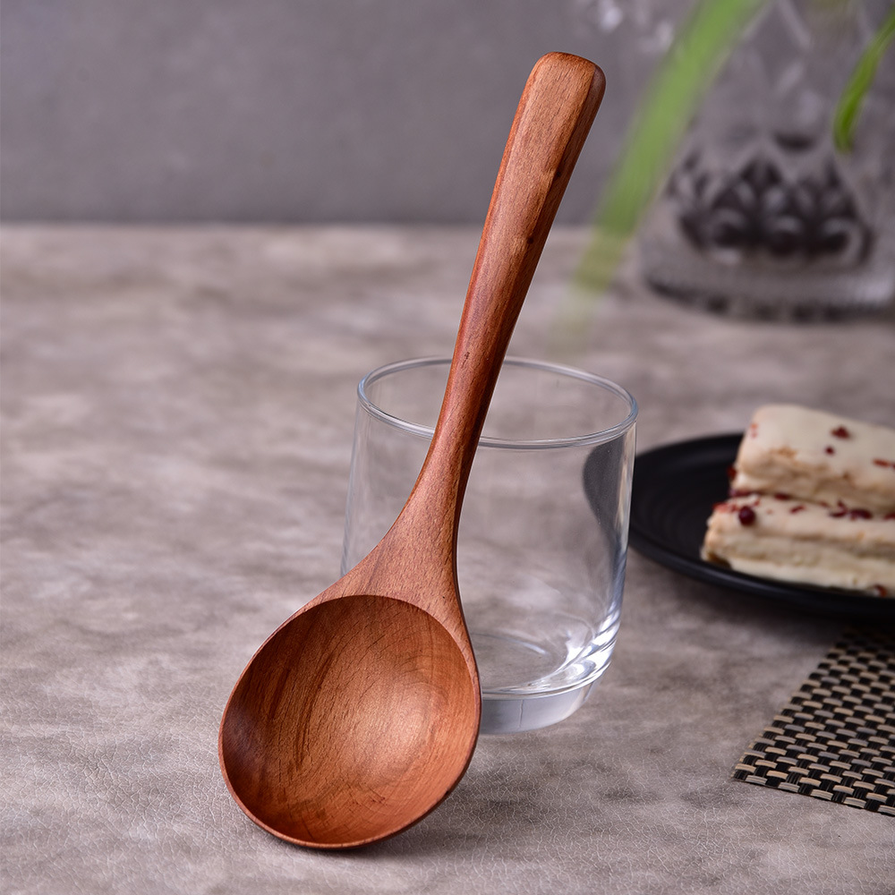 木勺子长柄家用盛粥勺大汤勺日韩式大号木质木头勺子 榉木大汤勺