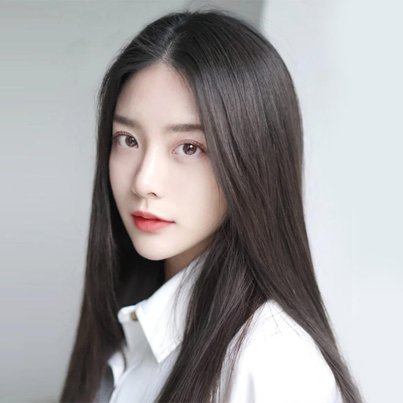 假发女中分黑长直发无刘海发化纤发丝全头套一件代发厂家