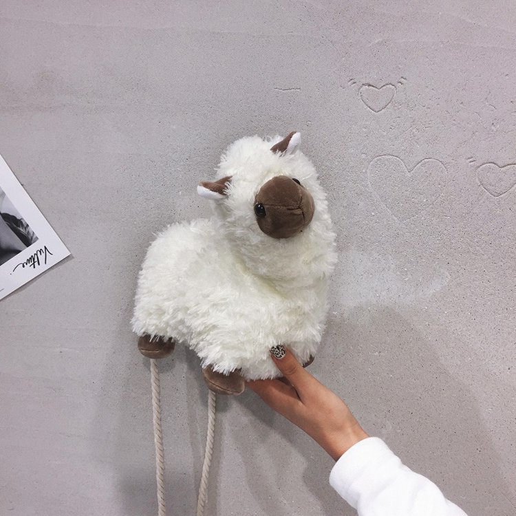 Autumn and Winter New Korean Ins Cute Funny Personality Furry Alpaca Lovely Girl Crossbody Bag Trendy Small Bags