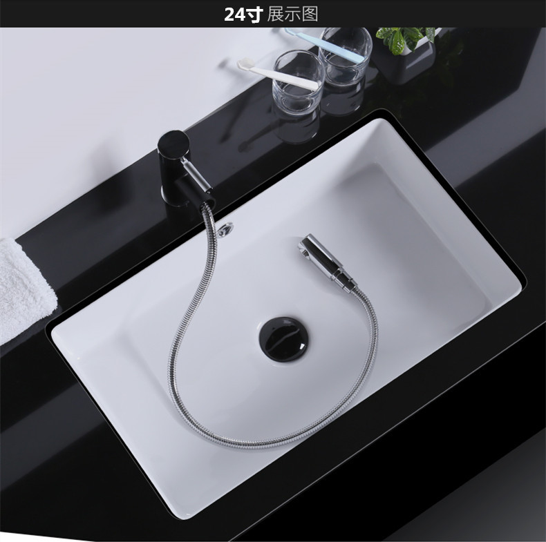 嵌入式陶瓷台下盆洗手盆方形洗脸盆阳台浴室圆型洗面盆洗漱台单盆