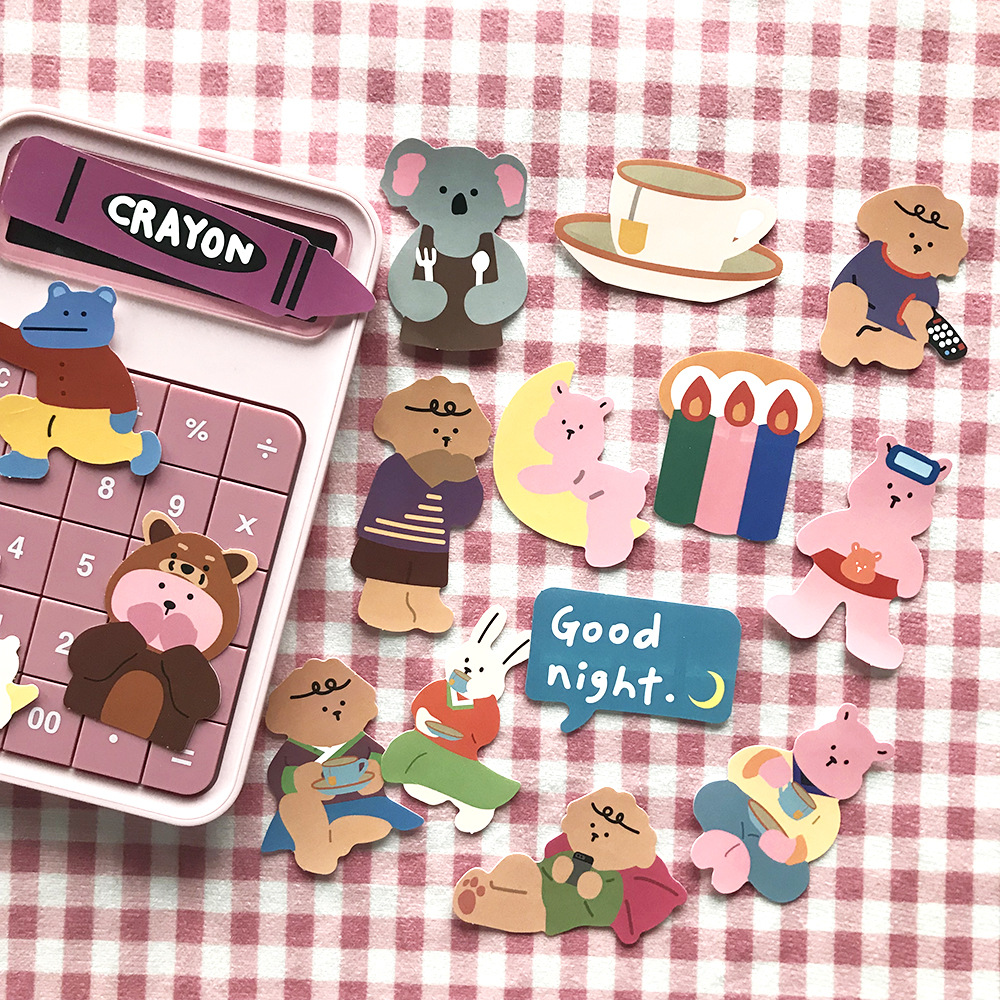 50枚卡通小熊涂鸦贴纸韩国ins风网红可爱圣诞个性手账文具防水贴