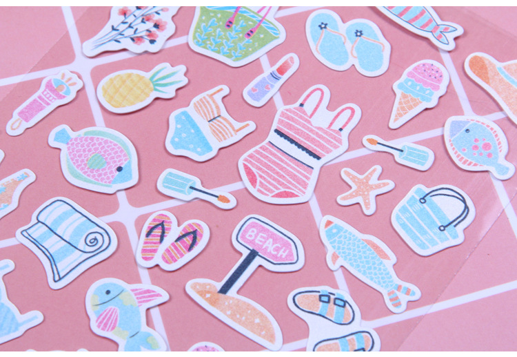 sl-abs水彩夏日手账贴 日式清新水蓝色系列 日历相册标注小粘贴纸