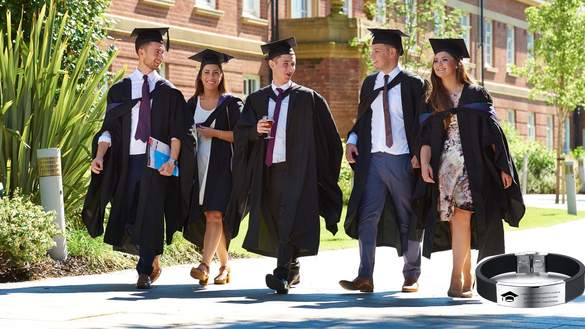 跨境爆款毕业礼物 钛钢硅胶博士帽毕业生手链 学士帽毕业饰品手镯