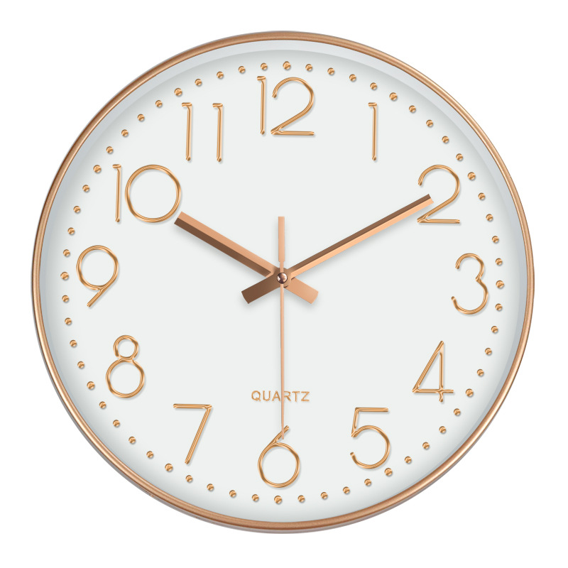 [12-Inch 30cm] Fashion Noiseless Hanging Clock Creative Three-Dimensional Digital Scale Wall Clock Punch-Free Clock