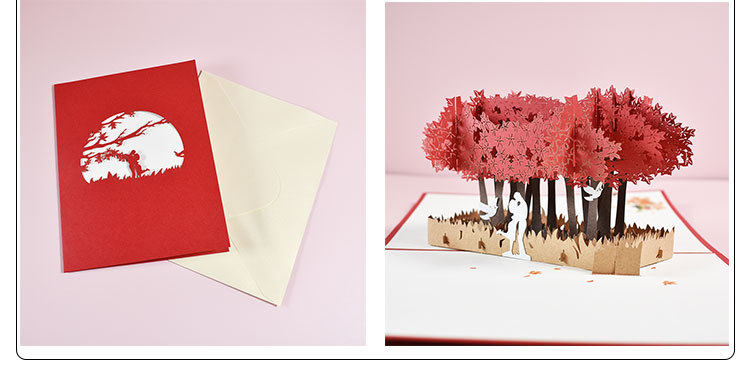 新品3d立体贺卡爱情祝福卡感恩卡片情人节七夕520贺卡杜鹃