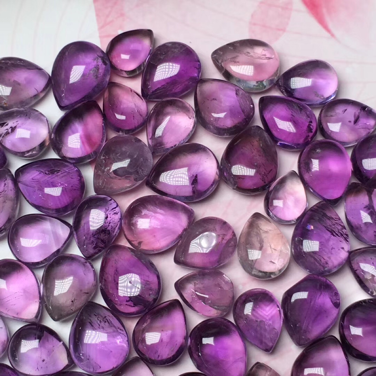 天然紫水晶水滴裸石 可当耳坠 配件 晶体通透 尺寸品质如图