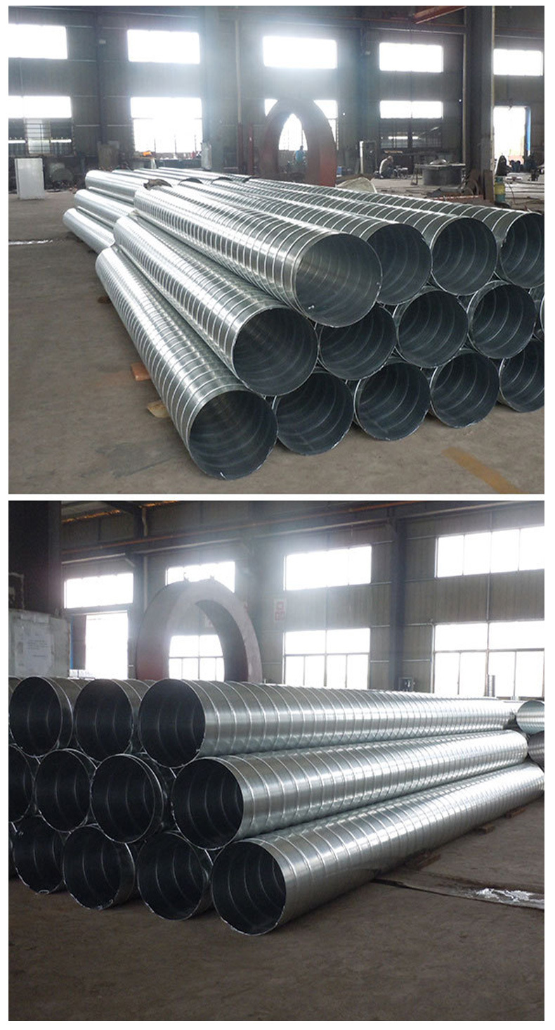 镀锌螺旋风管厂家低噪音送风螺纹风管供应螺旋白铁皮风管
