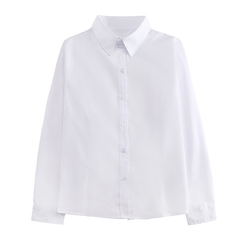 Summer Thin Men's and Women's Slim White Shirt Long Short Sleeve Work Uniforms Student School Uniform Business Attire Solid Color Shirt Large Size